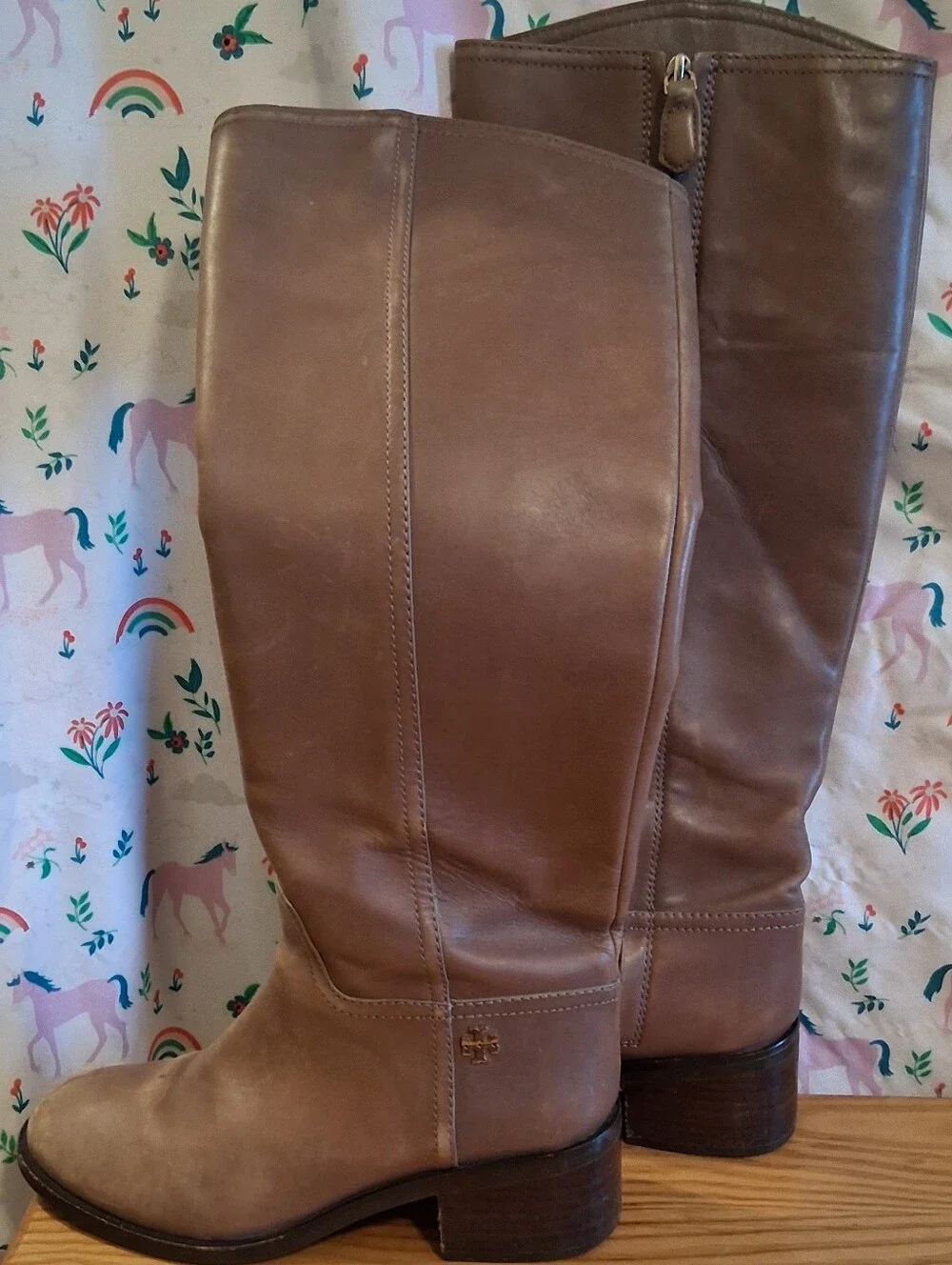 Tory Burch Fulton Grey Leather Over-the-Knee Equestrian Western Riding Boot SZ 8
